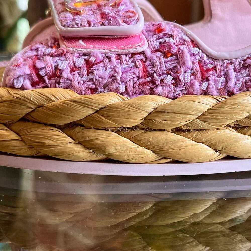 CHANEL Pink Tweed Patent Leather Trim Sandals SZ 39 (US 9) - Picture 13 of 13